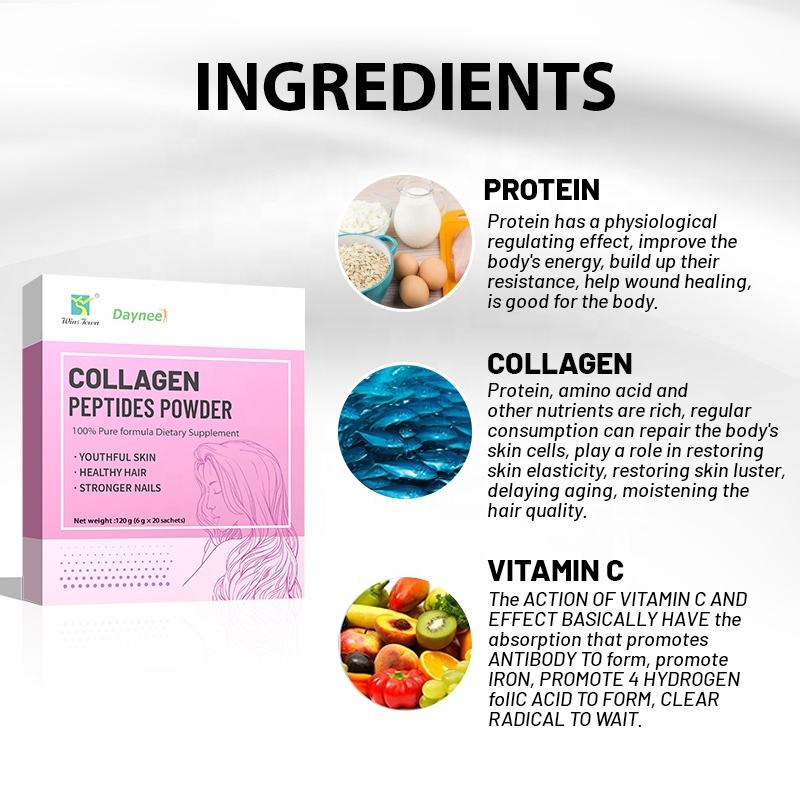 Collagen Protein Powder & Vitamin C Hairdressing Nail Supplement-